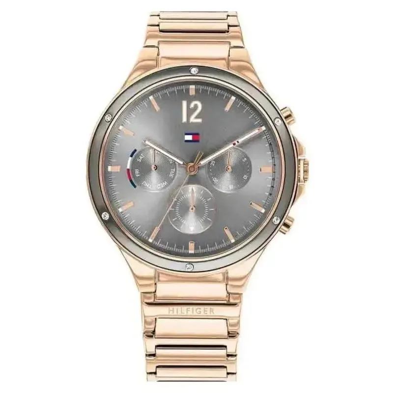 Tommy Hilfiger Eve 1782277 Women's Multifunction Watch – 38mm Grey Dial Rose Gold Steel Bracelet