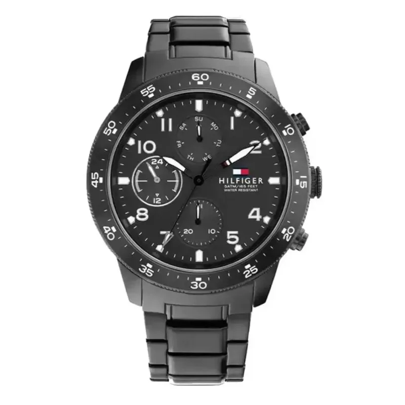 Tommy Hilfiger Jimmy 1791951 Men's Multifunction Watch – 44mm Black Dial Black Bracelet