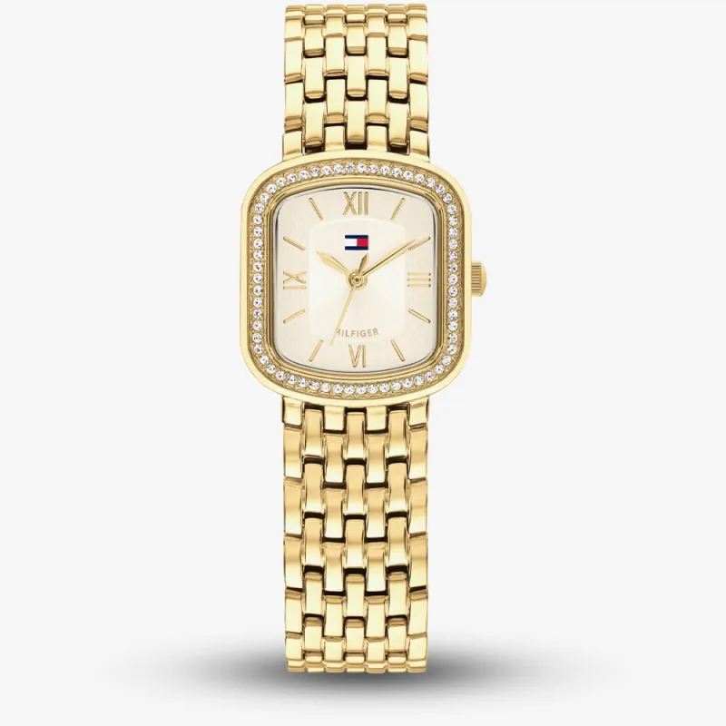 Tommy Hilfiger Ladies Abby Golden Square Champagne Dial Bracelet Watch 1782923