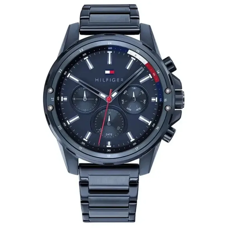Tommy Hilfiger Mason 1791789 Men's Multi-Function Watch – 45mm Blue Dial Blue Steel Bracelet