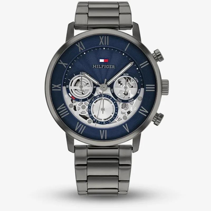 Tommy Hilfiger Mens Legend Half Skeleton Dial Bracelet Watch 1710707
