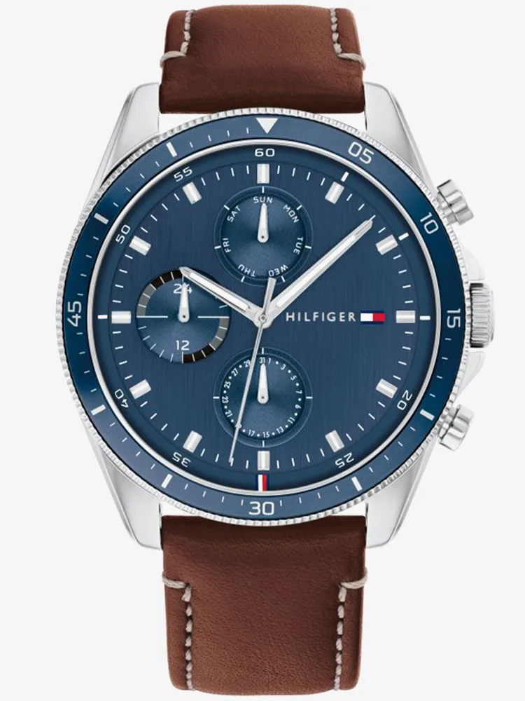 Tommy Hilfiger Mens Parker Chronograph Leather Strap Watch 1791837