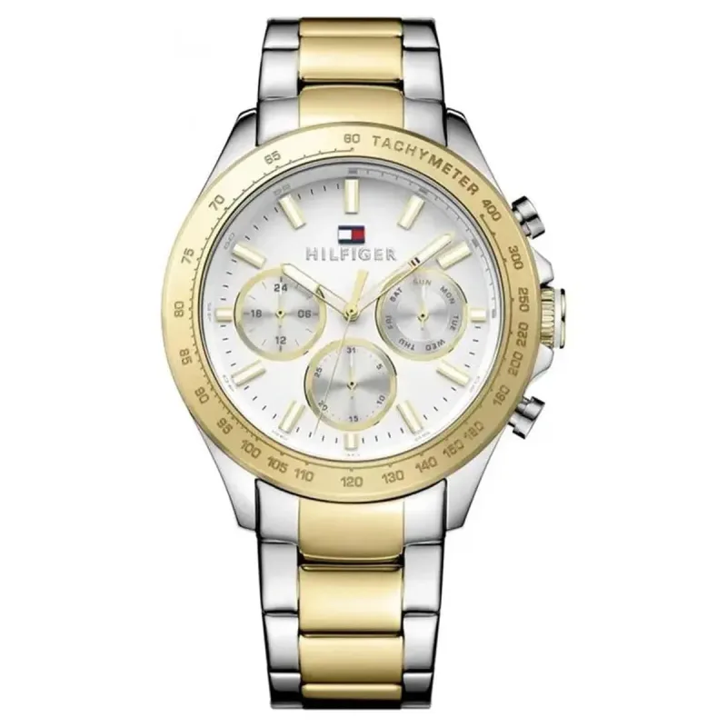 Tommy Hilfiger Riley 1791226 Men's Multifunction Watch – 44mm White Dial Two-Tone Bracelet