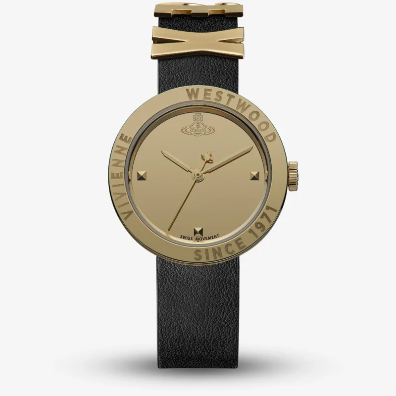 Vivienne Westwood Ladies Rebel Leather Strap Watch VV303BKGD